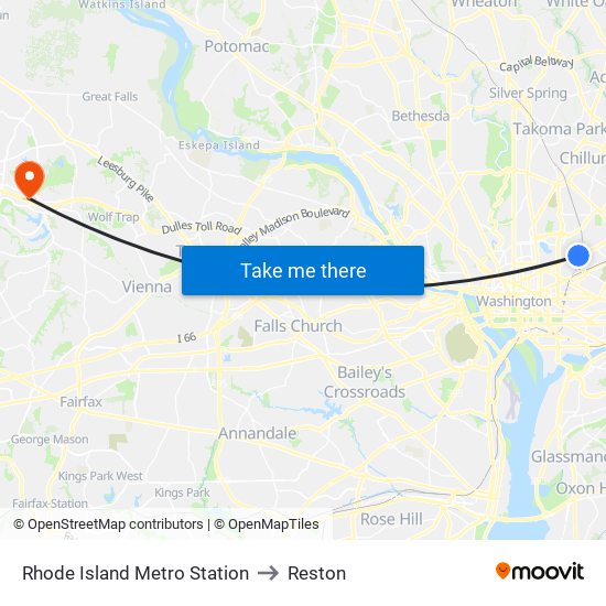 Rhode Island Metro Station to Reston map