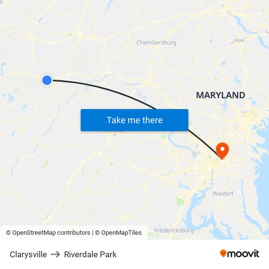 Clarysville to Riverdale Park map