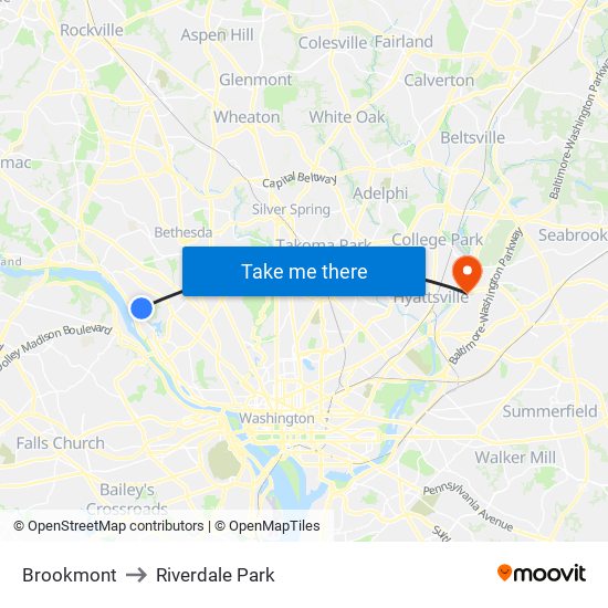 Brookmont to Riverdale Park map