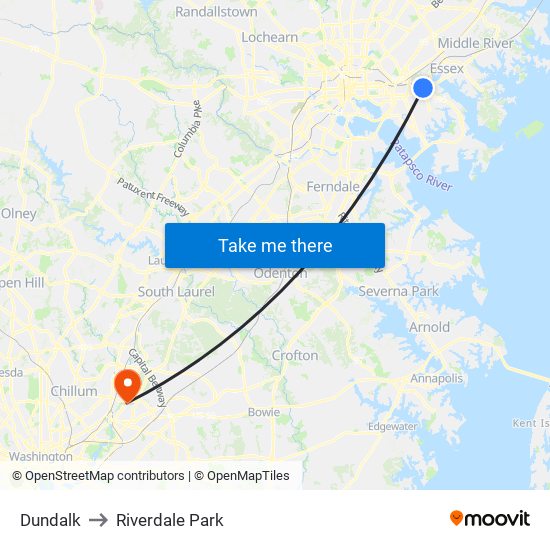 Dundalk to Riverdale Park map