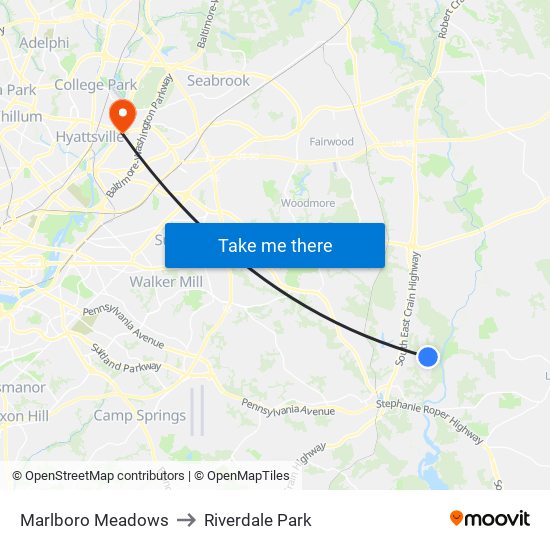 Marlboro Meadows to Riverdale Park map