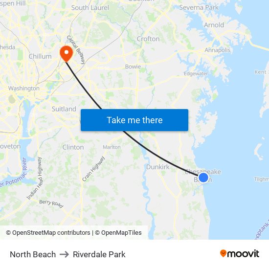 North Beach to Riverdale Park map