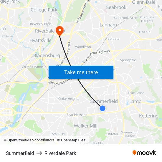 Summerfield to Riverdale Park map