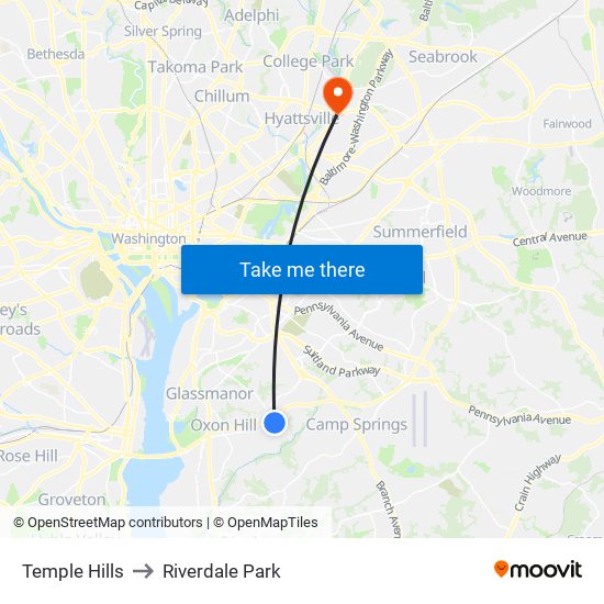 Temple Hills to Riverdale Park map