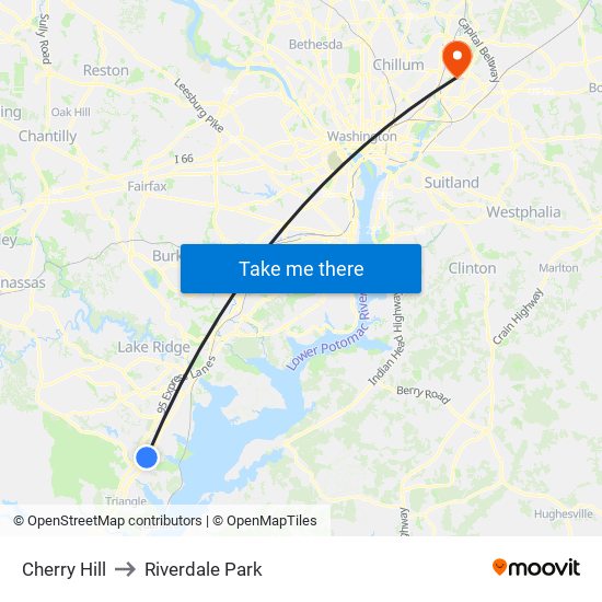 Cherry Hill to Riverdale Park map