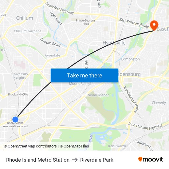 Rhode Island Metro Station to Riverdale Park map