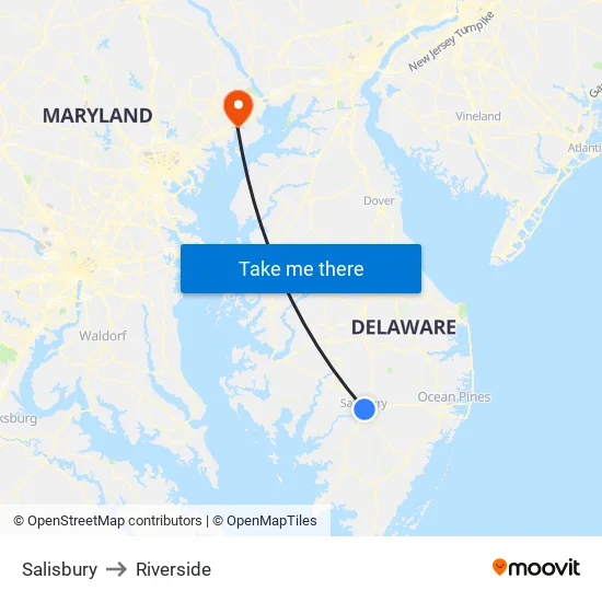 Salisbury to Riverside map