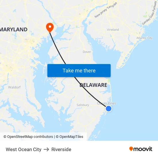 West Ocean City to Riverside map
