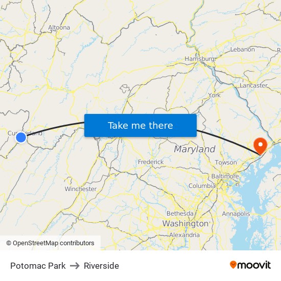 Potomac Park to Riverside map