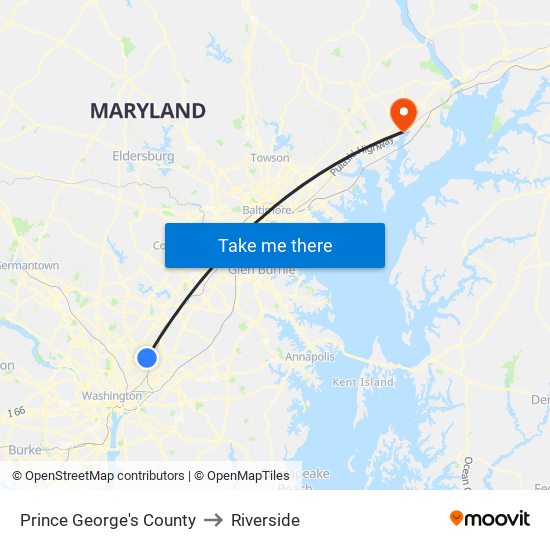 Prince George's County to Riverside map