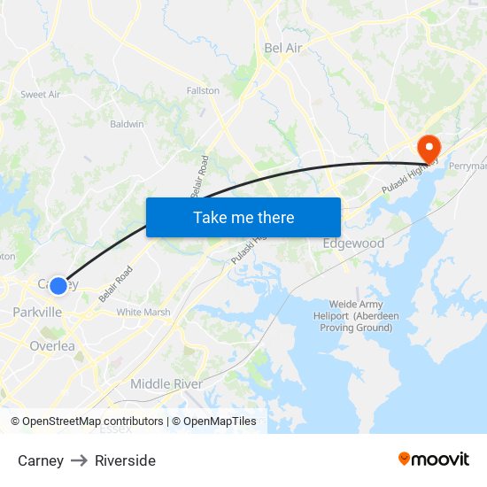 Carney to Riverside map