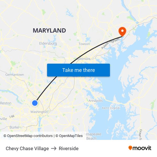 Chevy Chase Village to Riverside map