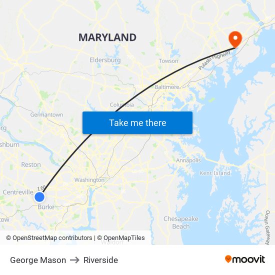 George Mason to Riverside map