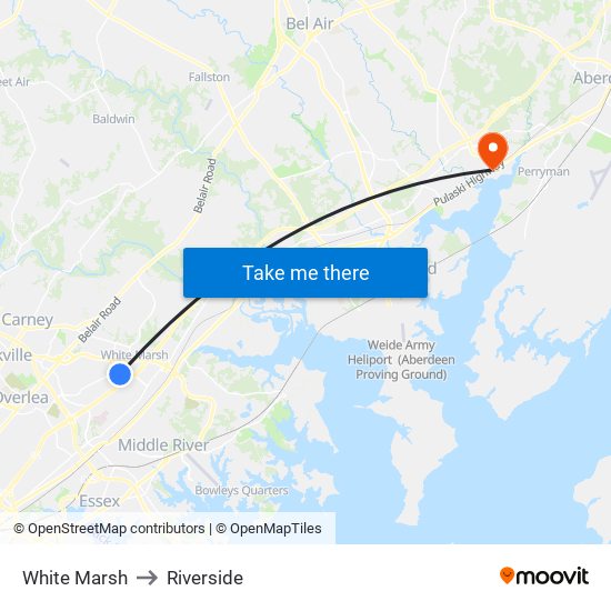 White Marsh to Riverside map