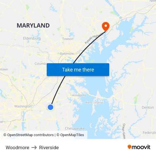 Woodmore to Riverside map
