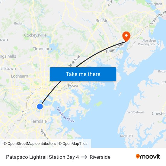 Patapsco Lightrail Station Bay 4 to Riverside map