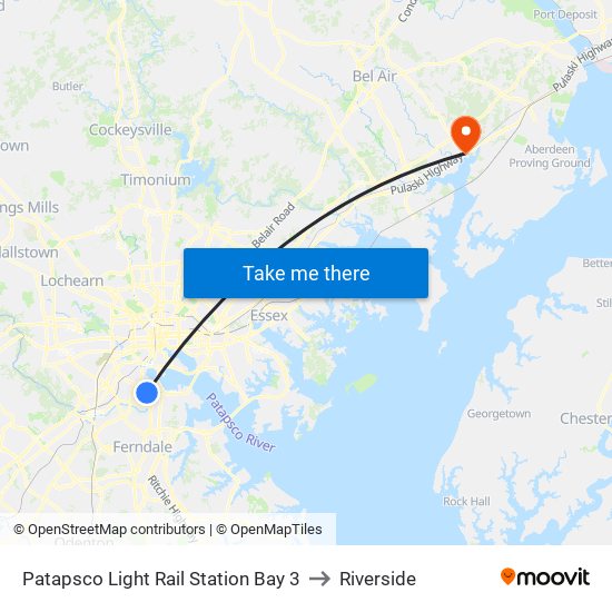 Patapsco Light Rail Station Bay 3 to Riverside map