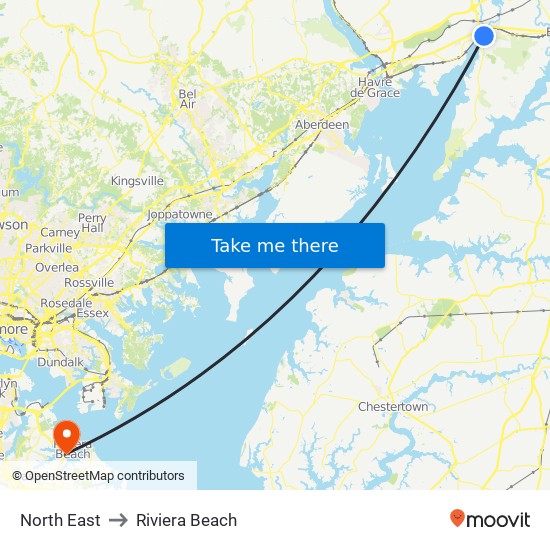 North East to Riviera Beach map