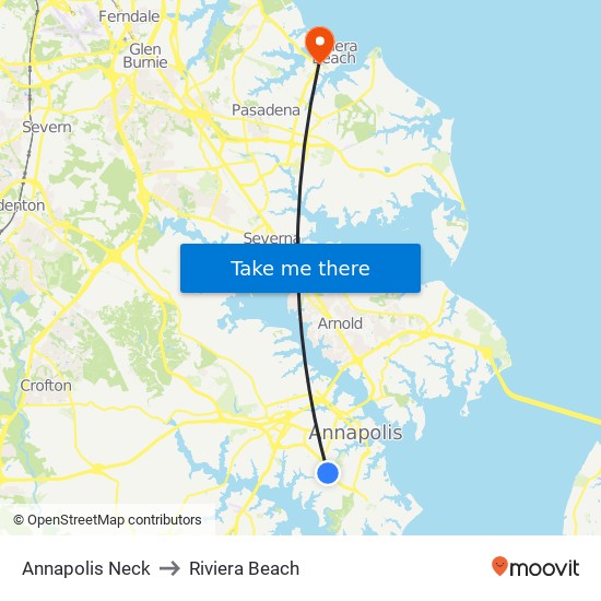 Annapolis Neck to Riviera Beach map