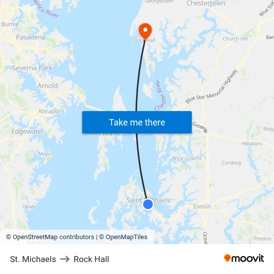 St. Michaels to Rock Hall map