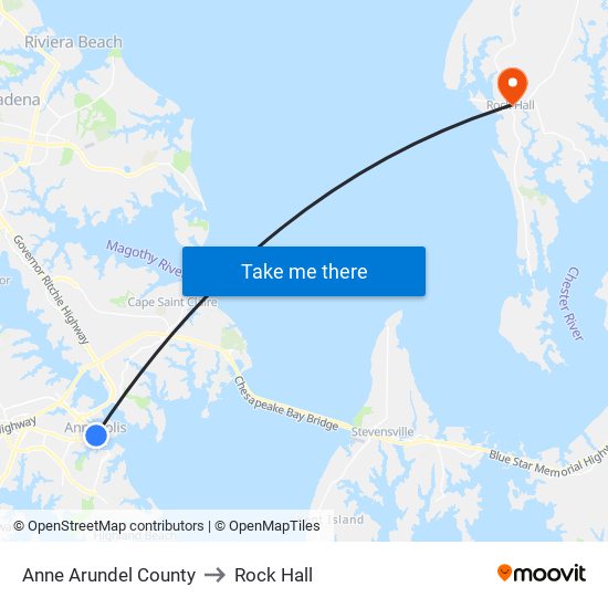 Anne Arundel County to Rock Hall map