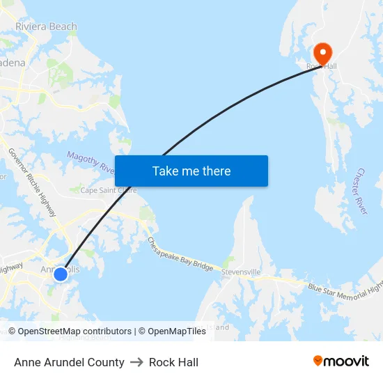 Anne Arundel County to Rock Hall map