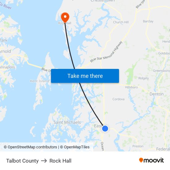 Talbot County to Rock Hall map