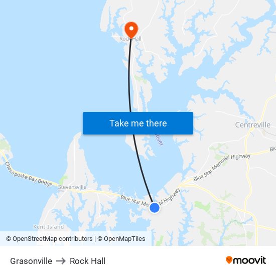 Grasonville to Rock Hall map