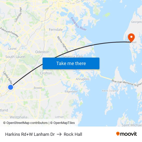 Harkins Rd+W Lanham Dr to Rock Hall map