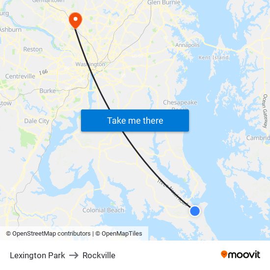 Lexington Park to Rockville map