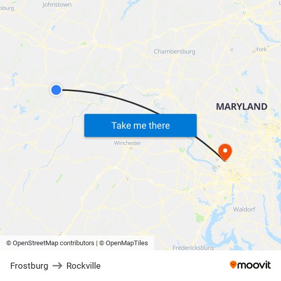 Frostburg to Rockville map