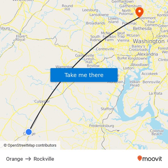 Orange to Rockville map