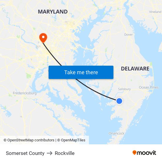 Somerset County to Rockville map