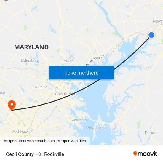 Cecil County to Rockville map