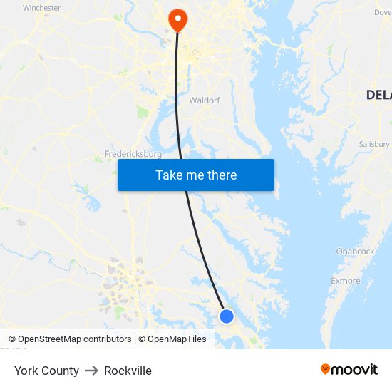 York County to Rockville map