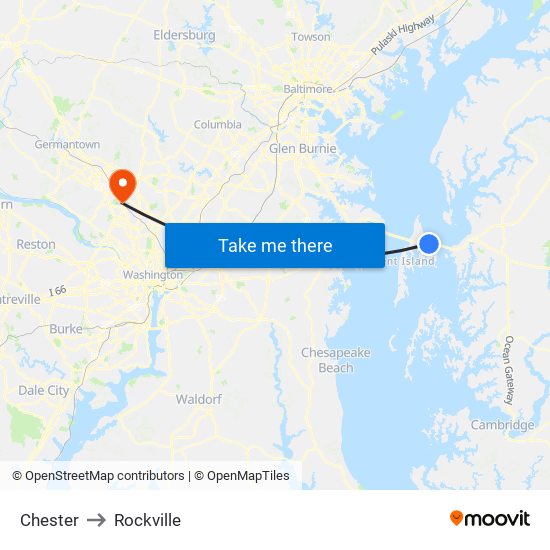 Chester to Rockville map