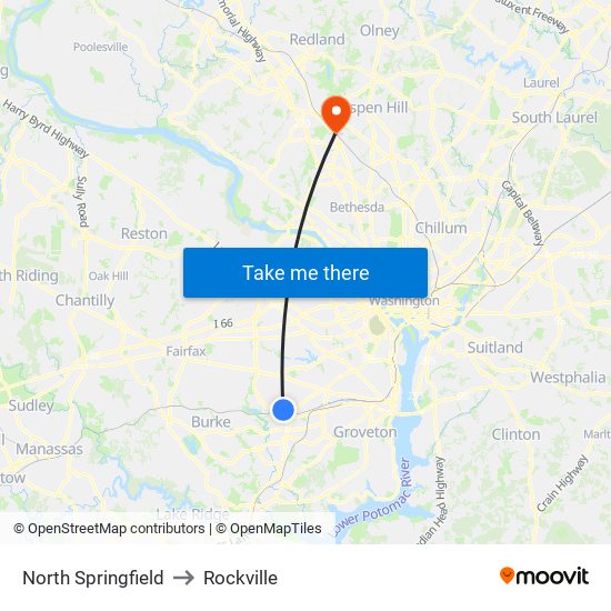 North Springfield to Rockville map