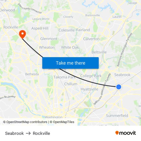 Seabrook to Rockville map