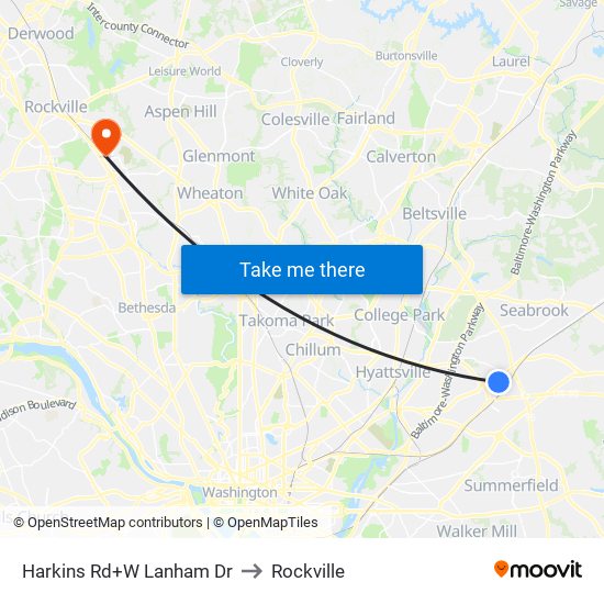 Harkins Rd+W Lanham Dr to Rockville map