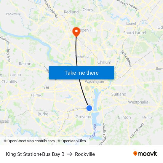 King Street-Old Town+Bay B to Rockville map