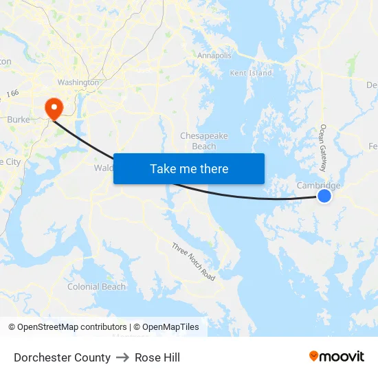 Dorchester County to Rose Hill map
