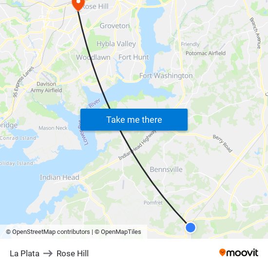 La Plata to Rose Hill map