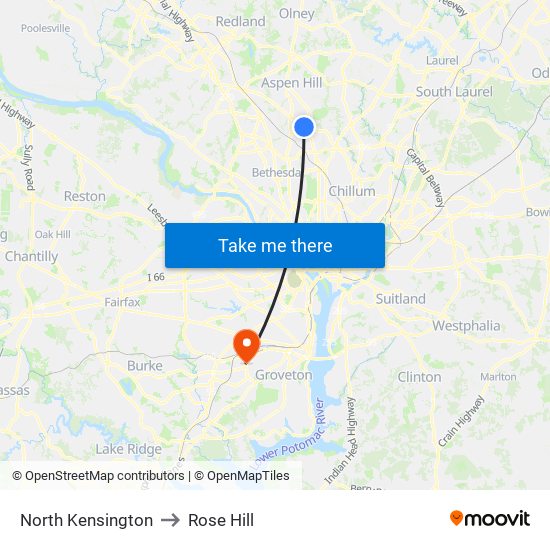 North Kensington to Rose Hill map