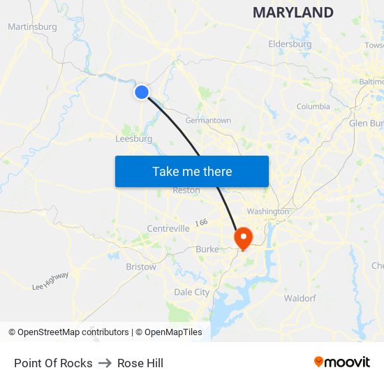 Point Of Rocks to Rose Hill map