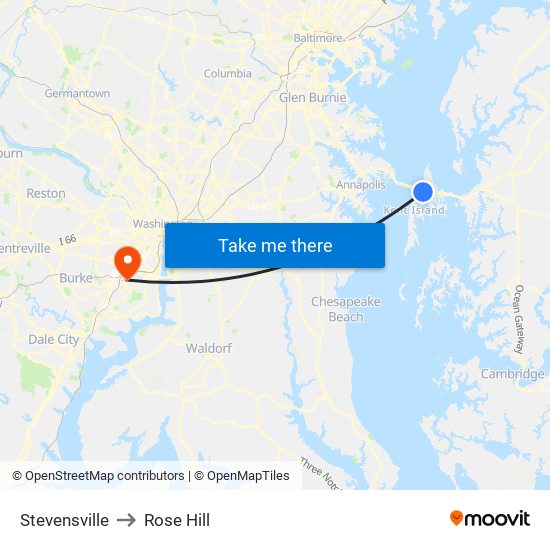 Stevensville to Rose Hill map