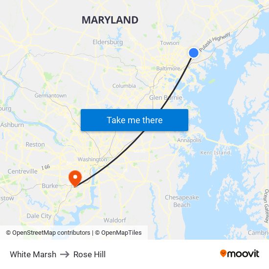 White Marsh to Rose Hill map