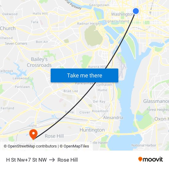 H St Nw+7 St NW to Rose Hill map