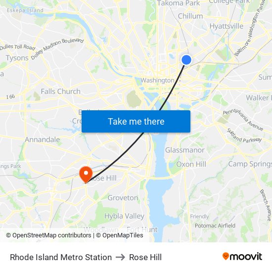 Rhode Island Metro Station to Rose Hill map