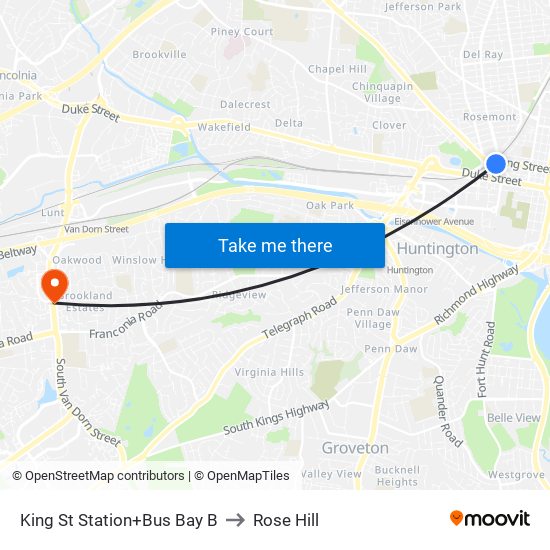 King St Station+Bus Bay B to Rose Hill map