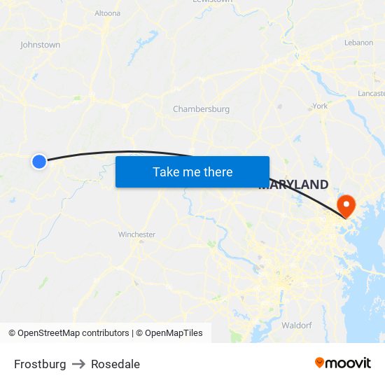 Frostburg to Rosedale map